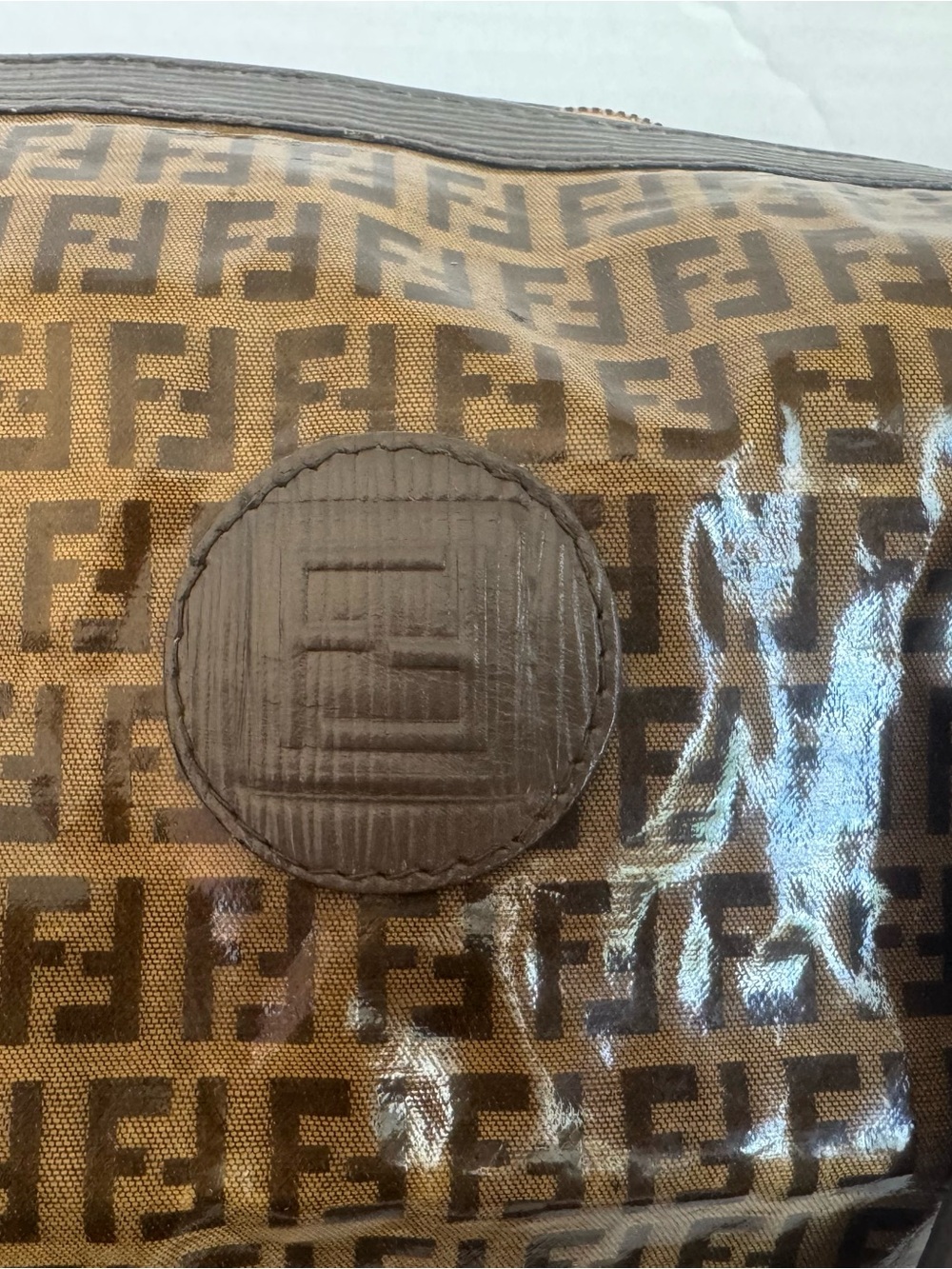 SOLD: Authentic Fendi Zucca Boston Bag Purse Brown FF Monogram Canvas Duffle - Picture 9 of 15